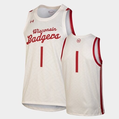 Custom Name Number Wisconsin Badgers White Throwback College Basketball Jersey1