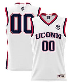 Custom UConn Huskies College Basketball Name and Number White1