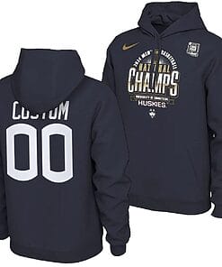Custom UConn Huskies Hoodie 2024 NCAA Basketball National Champions Pullover Locker Room Navy