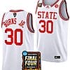 DJ Burns Jr Jersey #30 NC State Wolfpack 2024 NCAA March Madness Final Four Basketball White