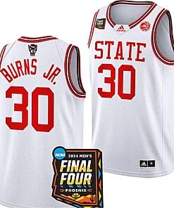 DJ Burns Jr Jersey #30 NC State Wolfpack 2024 NCAA March Madness Final Four Basketball White
