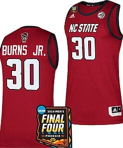 DJ Burns Jr Jersey #30 NC State Wolfpack 2024 NCAA March Madness Final Four Basketball Red