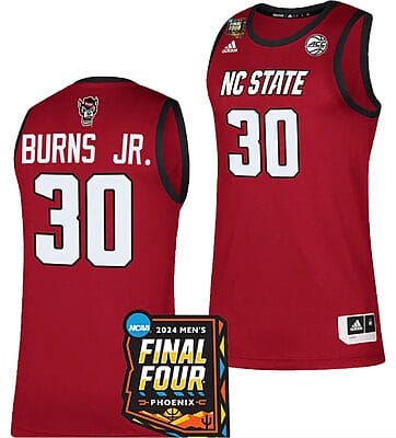 DJ Burns Jr Jersey #30 NC State Wolfpack 2024 NCAA March Madness Final Four Basketball Red