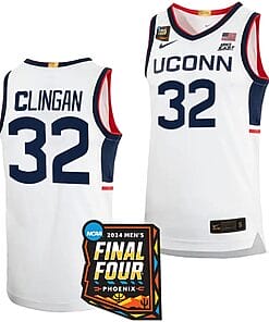 Donovan Clingan Jersey #32 UConn Huskies Basketball 2024 NCAA March Madness Final Four White