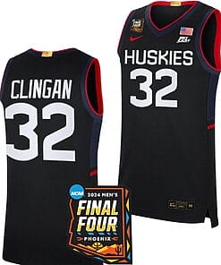 Donovan Clingan Jersey #32 UConn Huskies Basketball 2024 NCAA March Madness Final Four Navy