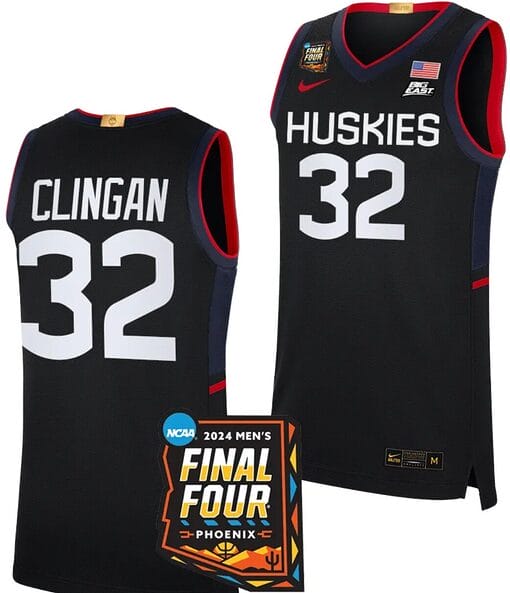 Donovan Clingan Jersey #32 UConn Huskies Basketball 2024 NCAA March Madness Final Four Navy
