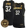 Donovan Clingan Jersey #32 UConn Huskies Basketball 2024 Back To Back Champions Patch Black Gold