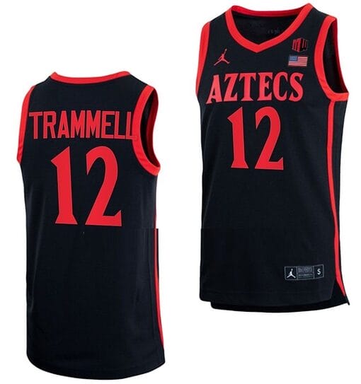 Darrion Trammell Jersey #12 San Diego State Aztecs College Basketball Black