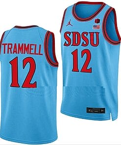 Darrion Trammell Jersey #12 San Diego State Aztecs College Basketball Blue Alternate