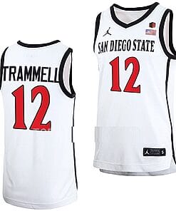Darrion Trammell Jersey #12 San Diego State Aztecs College Basketball Home White