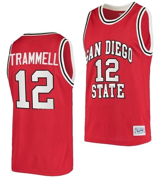 Darrion Trammell Jersey #12 San Diego State Aztecs College Basketball Red Retro