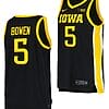 Dasonte Bowen Jersey #5 Iowa Hawkeyes College Basketball Black