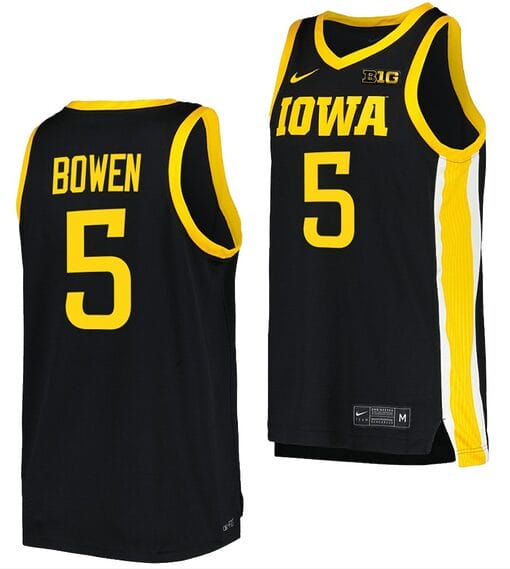 Dasonte Bowen Jersey #5 Iowa Hawkeyes College Basketball Black