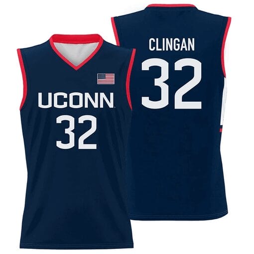 Donovan Clingan Jersey #32 UConn Huskies College Basketball Navy - Image 3