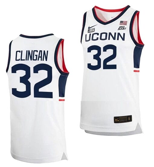 Donovan Clingan Jersey UConn Huskies College Basketball White Replica #32