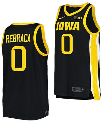 Filip Rebraca Jersey #0 Iowa Hawkeyes College Basketball Black