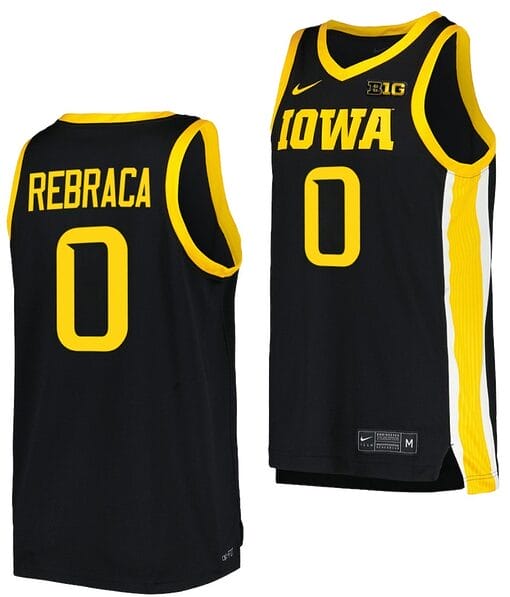 Filip Rebraca Jersey #0 Iowa Hawkeyes College Basketball Black