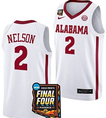 Grant Nelson Jersey #2 Alabama Crimson Tide 2024 NCAA March Madness Final Four Basketball White