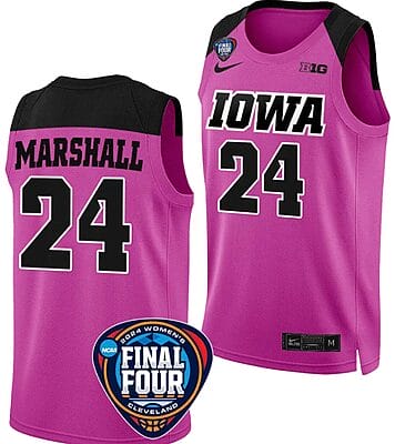 Gabbie Marshall Jersey #24 Iowa Hawkeyes Basketball 2024 NCAA March Madness Final Four Pink