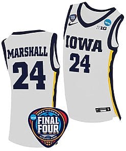 Gabbie Marshall Jersey #24 Iowa Hawkeyes Basketball 2024 NCAA March Madness Final Four White