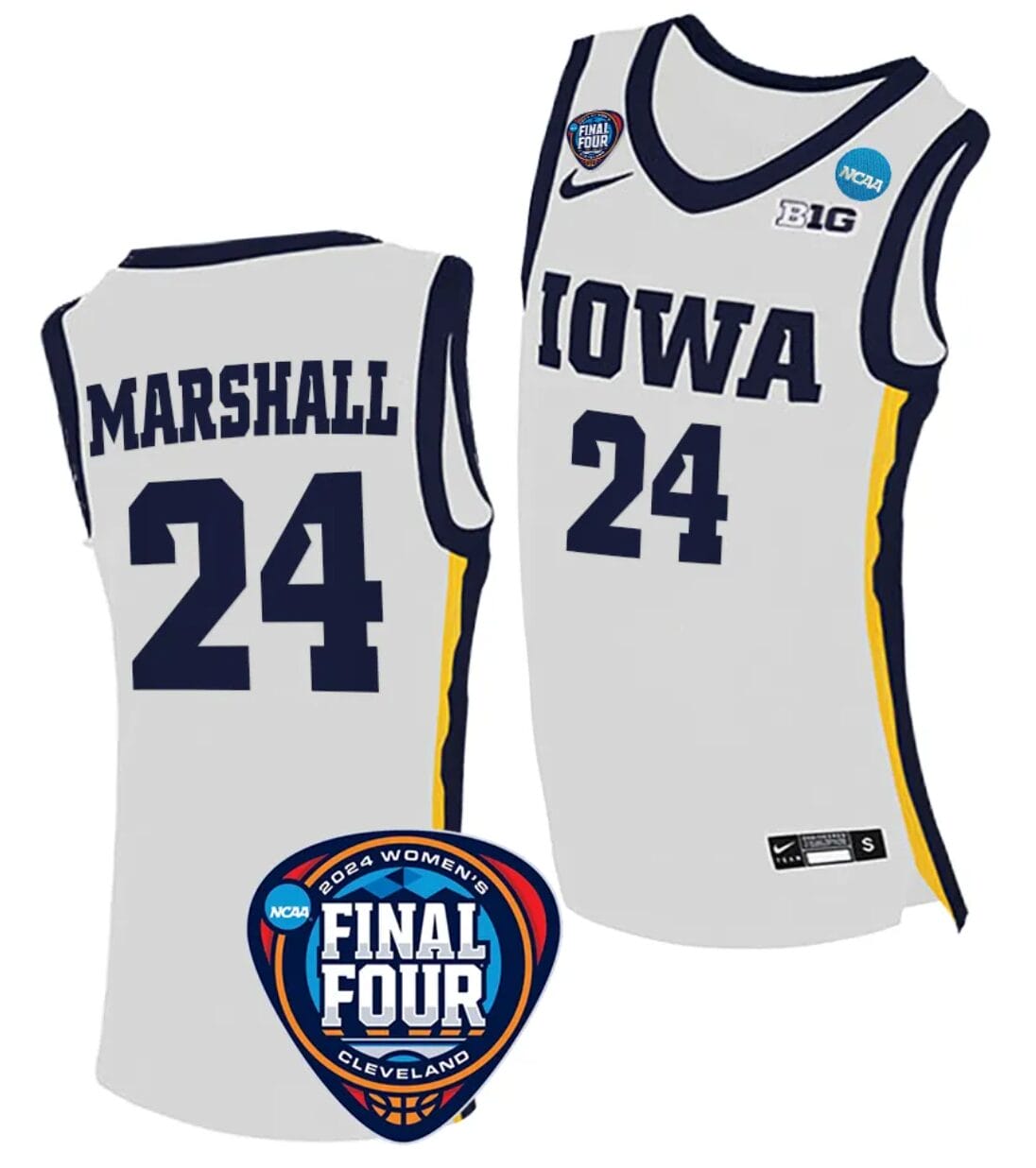 Gabbie Marshall Jersey #24 Iowa Hawkeyes Basketball 2024 NCAA March Madness Final Four White