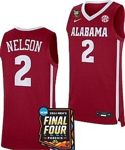 Grant Nelson Jersey #2 Alabama Crimson Tide 2024 NCAA March Madness Final Four Basketball Crimson