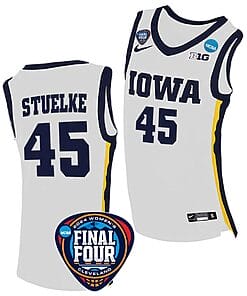 Hannah Stuelke Jersey #45 Iowa Hawkeyes Basketball 2024 NCAA March Madness Final Four White