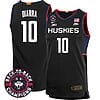 Hassan Diarra Jersey #10 UConn Huskies Basketball 2024 Back To Back Champions Patch Black