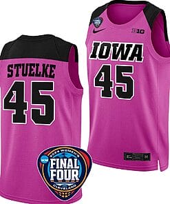 Hannah Stuelke Jersey #45 Iowa Hawkeyes Basketball 2024 NCAA March Madness Final Four Pink