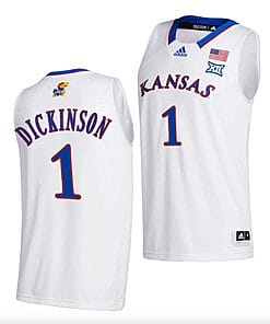 Hunter Dickinson Jersey #1 Kansas Jayhawks College Basketball White
