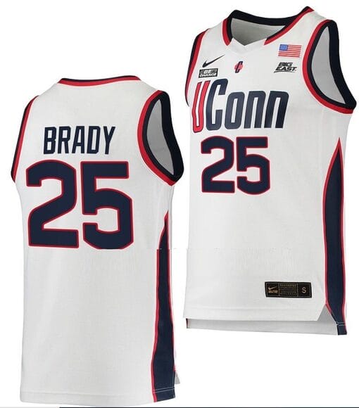 Ice Brady Jersey UConn Huskies College Basketball White Replica #25