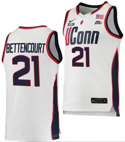Ines Bettencourt Jersey UConn Huskies College Basketball White Replica #21