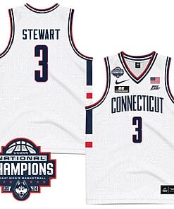 Jaylin Stewart Jersey #3 UConn Huskies 2024 NCAA Basketball National Champions White