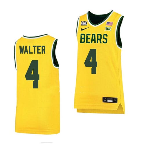 JaKobe Walter Jersey #4 Baylor Bears College Basketball Yellow