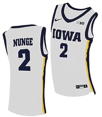 Jack Nunge Jersey #2 Iowa Hawkeyes College Basketball White