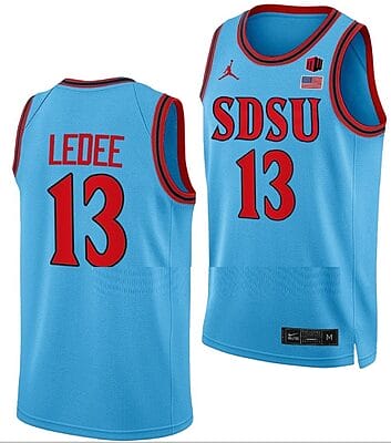 Jaedon LeDee Jersey #13 San Diego State Aztecs College Basketball Blue Alternate 