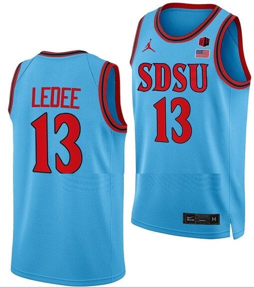 Jaedon LeDee Jersey #13 San Diego State Aztecs College Basketball Blue Alternate