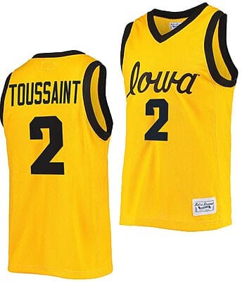 Joe Toussaint Jersey #2 Iowa Hawkeyes College Basketball Classic Gold