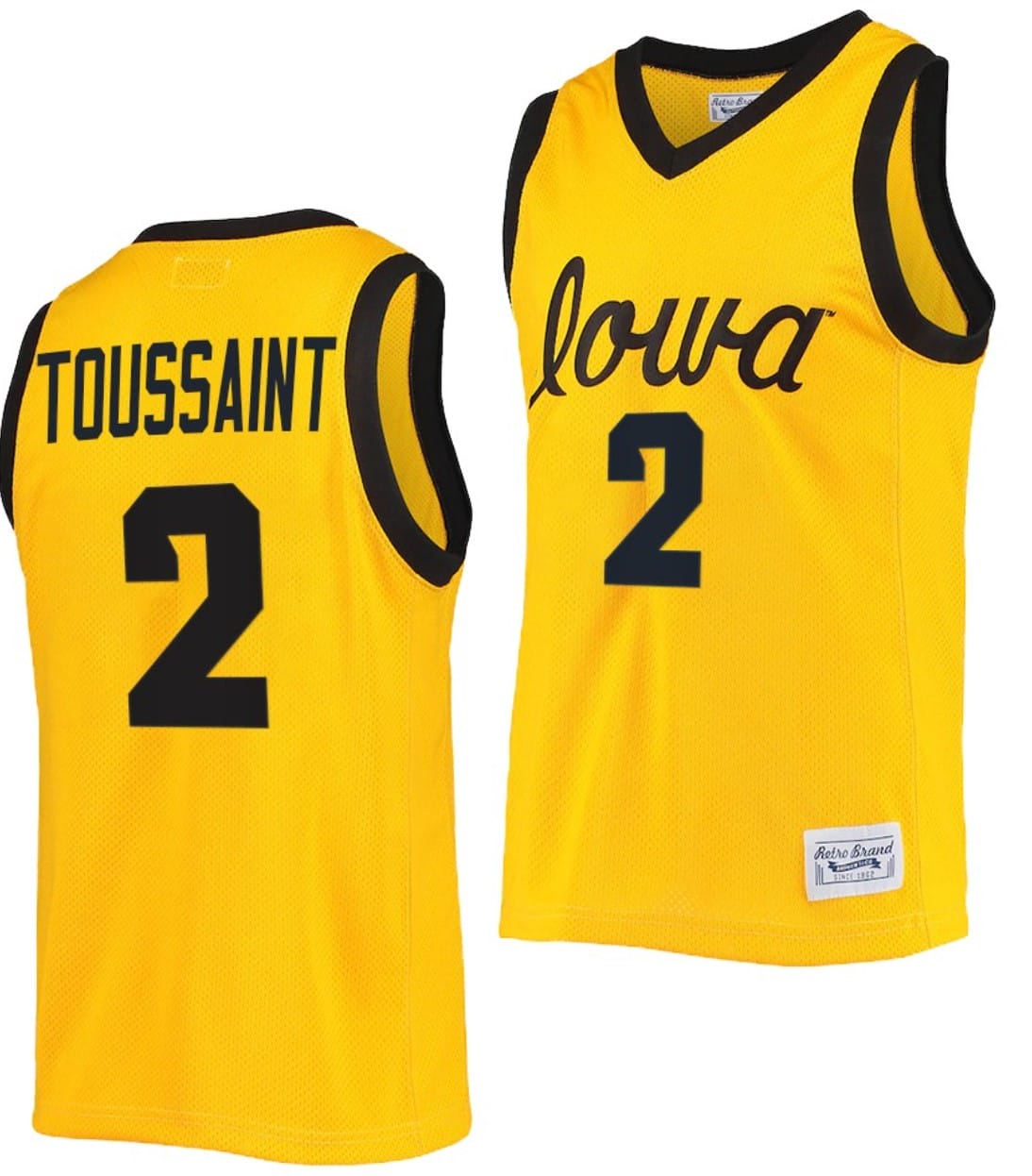 Joe Toussaint Jersey #2 Iowa Hawkeyes College Basketball Classic Gold