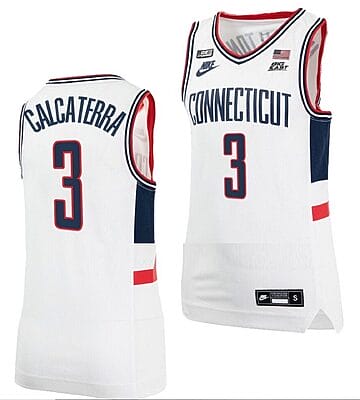 Joey Calcaterra Jersey UConn Huskies College Basketball Alumni White #3