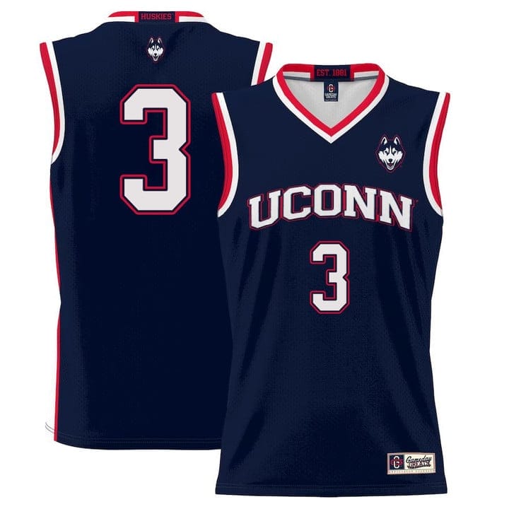 Joey Calcaterra Jersey #3 UConn Huskies College Basketball No Name Navy