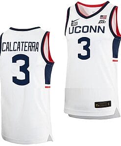 Joey Calcaterra Jersey UConn Huskies College Basketball White Replica #3