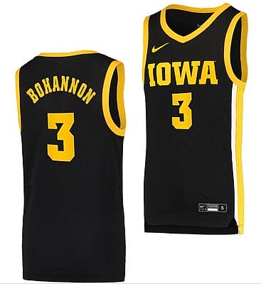Jordan Bohannon Jersey #3 Iowa Hawkeyes College Basketball Black Swingman