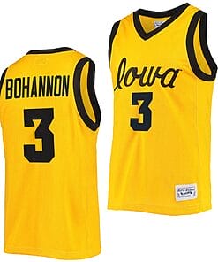 Jordan Bohannon Jersey #3 Iowa Hawkeyes College Basketball Classic Gold