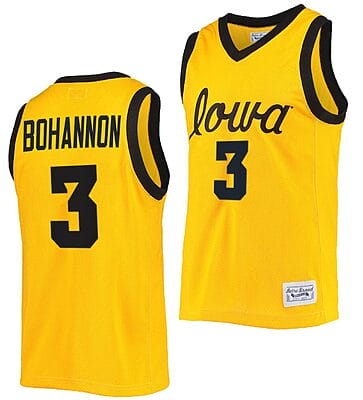 Jordan Bohannon Jersey #3 Iowa Hawkeyes College Basketball Classic Gold