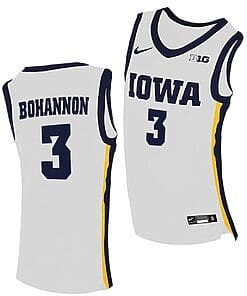 Jordan Bohannon Jersey #3 Iowa Hawkeyes College Basketball White