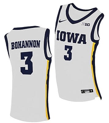 Jordan Bohannon Jersey #3 Iowa Hawkeyes College Basketball White