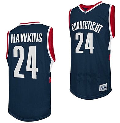Jordan Hawkins Jersey UConn Huskies College Basketball Navy Retro #24