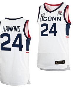 Jordan Hawkins Jersey UConn Huskies College Basketball White Replica #24