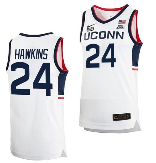 Jordan Hawkins Jersey UConn Huskies College Basketball White Replica #24